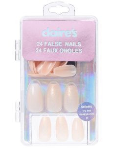 Simple Glitter Coffin Faux Nail Set - Nude 781054