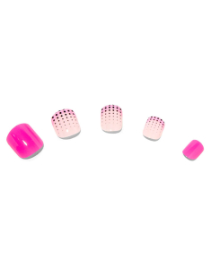 Pink Polka Dot French Tip Square Press On Vegan Faux Nail Set 966028